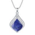 wholesale 925 Sterling Silver Teardrop Lapis Lazuli Pendant Necklace-0-0