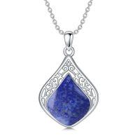 wholesale 925 Sterling Silver Teardrop Lapis Lazuli Pendant Necklace-Lapis Lazuli