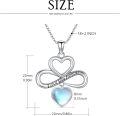wholesale 925 Sterling Silver Infinity Heart Pendant with Moonstone and Turquoise Crystals-0-6