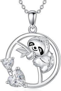 wholesale 925 Sterling Silver Sloth & Heart Charm Pendant Necklace - Gifts for Her-01-Heart-Sloth