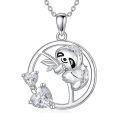 wholesale 925 Sterling Silver Sloth & Heart Charm Pendant Necklace - Gifts for Her-0-0