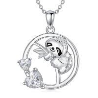 wholesale 925 Sterling Silver Sloth & Heart Charm Pendant Necklace - Gifts for Her-01-Heart-Sloth