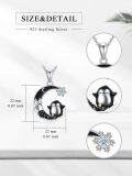 wholesale 925 Sterling Silver Penguin on Crescent Moon with Blue Crystal Snowflake Pendant Necklace-0-1