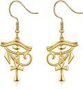 wholesale 925 Sterling Silver Hypoallergenic Eye Of Horus & Ankh Drop Earrings - Ancient Egypt Jewelry for Women-0-0