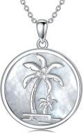 wholesale 925 Sterling Silver Mother of Pearl & Cubic Zirconia Palm Tree Pendant Necklace for Women-0-0