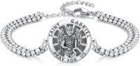 wholesale 925 Sterling Silver  St Gabriel Angel Prayer Medal Bracelet with 9+2 Link Chain-St.Gabriel