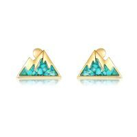 wholesale 14k Gold Turquoise Mountain Sun Stud Earrings For Women-Turquoise Mountain Earrings
