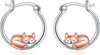 wholesale 925 Sterling Silver Hypoallergenic Sleeping Fox Huggie Hoop Earrings for Sensitive Ears-Fox