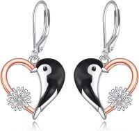 wholesale 925 Sterling Silver Penguin Heart Snowflake Dangle Drop Earrings for Women -penguin earrings