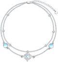 wholesale 925 Sterling Silver Moonstone Double Layered Ankle Anklet with Adjustable Chain and Celtic Knot Design for Women's Foot s-0-0