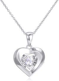 wholesale 18K Gold Solid Gold Heart Pendant Necklace for Women 18 -White Gold