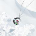 wholesale 925 Sterling Silver Mushroom and Crescent Moon Pendant Necklace for Women Girls-0-1