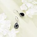wholesale 925 Sterling Silver Black Onyx Butterfly Teardrop Leverback Dangle Earrings-0-2