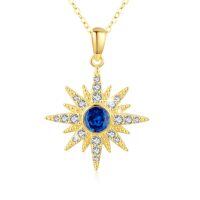 wholesale 925 Sterling Silver Sunburst Pendant With Opal And Cubic Zirconia-September Stone