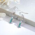 wholesale 925 Sterling Silver Turquoise Mountain Cross Drop Earrings for Women-0-2