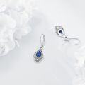 wholesale 925 Sterling Silver Lapis Lazuli Teardrop Filigree Leverback Earrings Jewelry-0-3