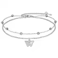 wholesale 925 Sterling Silver Butterfly Opal Charm Anklet with Beads and Lobster Clasp - Adjustable Size Foot Jewelry for Women Girls Gifts-0-0