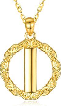 wholesale 14K Gold Sterling Silver 26 Letter Pendant Necklace 18 +2 Chain Gift-I