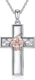 wholesale 925 Sterling Silver Musical Cross Pendant Necklace with Piano Design for Women Gifts-0-0