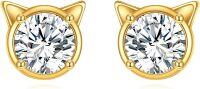 wholesale 14K Gold Cat Ear Studs with Cubic Zirconia - Fashionable s for Her-Cat