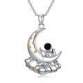 wholesale 925 Sterling Silver Astronaut Moon Boat Cloud Pendant Necklace With Two Tone Gold Stars-0-0