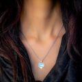 wholesale 925 Sterling Silver Heart-Shaped Love Message Moonstone & Turquoise Pendant Necklace-0-1