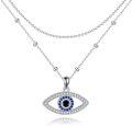wholesale 925 Sterling Silver Evil Eye Hamsa Star of David Filigree Pendant Necklace with Blue and White CZ Stones-0-0