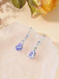 wholesale 925 Sterling Silver Gold Alexandrite June Birthstone Teardrop Dangle Earrings 22x8mm-0-4