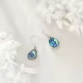 wholesale 925 Sterling Silver Teardrop Abalone Shell Bohemian Filigree Hook Earrings Wholesale-0-2