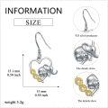 wholesale 925 Sterling Silver Heart-Shaped Elephant Drop Earrings with Cubic Zirconia Gifts for Women-0-4