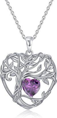 wholesale TOUPOP Tree Of Life Necklace Sterling Silver Amethyst February Birthstone Pendant Necklace Irish Celtic Heart Tree Jewelry Birthday Christmas Gifts For Women Wife Girlfriend -undefined