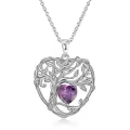 TOUPOP Sterling Silver Amethyst Tree Of Life Pendant Necklace-0-0