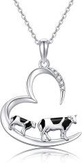 wholesale 925 Sterling Silver Heart-Shaped Highland Cow Pendant Necklace - Unique Animal s for Her-0-0