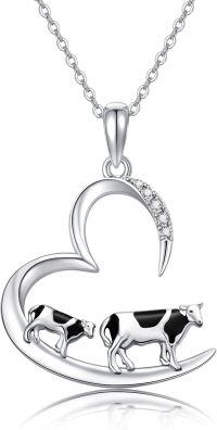 wholesale 925 Sterling Silver Heart-Shaped Highland Cow Pendant Necklace - Unique Animal s for Her-Cow