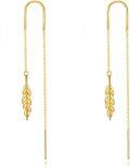 wholesale 14k/18k Solid Gold Feather Threader Earrings Long Dangle Ear Line s-0-0