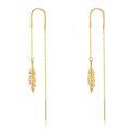 wholesale 14k/18k Solid Gold Feather Threader Earrings Long Dangle Ear Line s-0-0