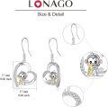 wholesale 925 Sterling Silver Heart-Shaped Monkey Pendant Drop Earrings with Cubic Zirconia Accents-0-3