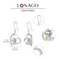wholesale 925 Sterling Silver Cute Monkey Banana Heart Cubic Zirconia Drop Earrings-0-3