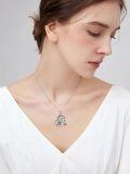 wholesale 925 Sterling Silver Engraved Volleyball Heart Cross Pendant Necklace for Women-0-7