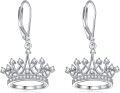 wholesale TOUPOP Princess Leverback Earrings Sterling Silver Princess Queen Crown Earrings For Women Crown Hook Dangle Earrings Christmas Xmas Birthday Gifts For Her Women Mom Grandma -0-0