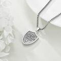 wholesale 925 Sterling Silver Shield Shape Saint Medal Pendant with Chain for Men Women-0-3