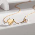 wholesale 925 Sterling Silver Gold Plated Heart & Pearl Charm Pendant Necklace-0-3
