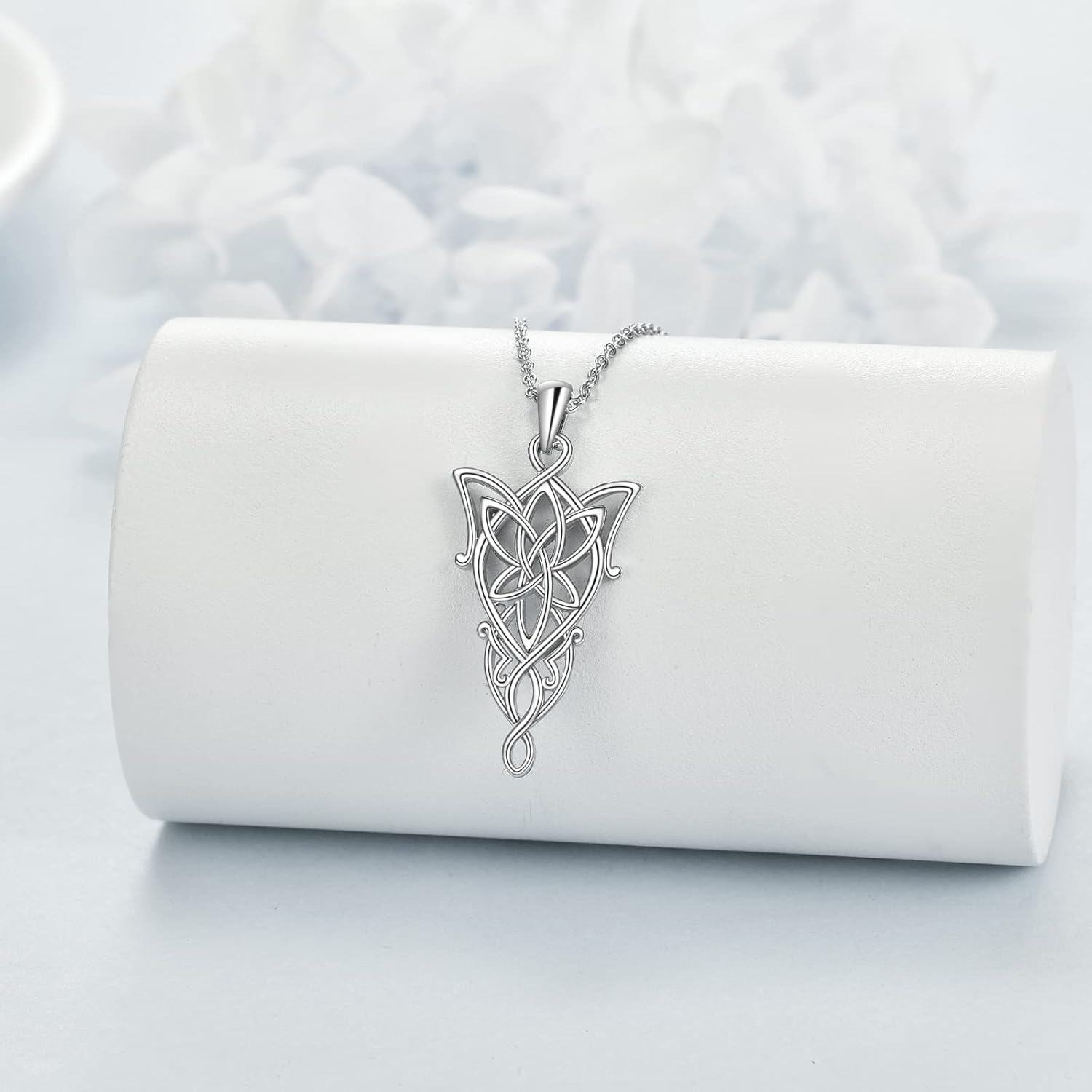 Sterling Silver Stone Arwen Evenstar Pendant Necklace LOTR Inspired Jewelry Gift for Women Men Teens Mothers Day-0-3