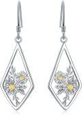 wholesale 925 Sterling Silver Teardrop Floral Earrings with Sunflowers and Daisies-0-0