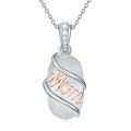 wholesale 925 Sterling Silver Mom Moss Agate Pendant Necklace Two Tone Rose Gold-0-0
