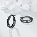 wholesale Black  Bamboo Patterned Small Hoop Earrings 6mm Diameter - Lightweight & Comfortable Fit for Women (2 Pairs)-0-2