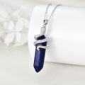 wholesale 925 Sterling Silver Natural Lapis Lazuli Stone Snake Pendant Necklace for Women Gifts-0-3