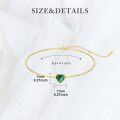 wholesale 14K Gold Created Birthstone Heart Cut 7mm Bracelet for Women 6 5 +2 -0-4