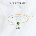 wholesale 14K Gold Created Birthstone Heart Cut 7mm Bracelet for Women 6 5 +2 -0-4