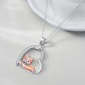 wholesale 925 Sterling Silver Heart-Shaped Corgi Pendant Necklace with Cubic Zirconia Accents-0-3